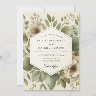 Invitation Mariage à feuillage serein d'olive