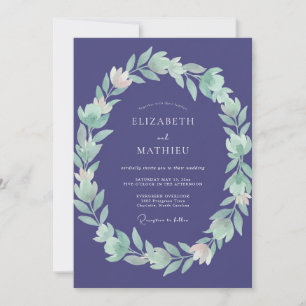 Invitation Mariage à Feuilles de Feuillet Améthyste