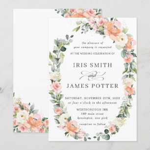 Invitation Mariage à feuilles feuillues en ivoire brun de Pea