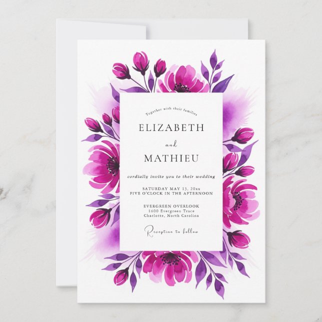 Invitation Mariage à Fleur de Magnétique Peint (Devant)