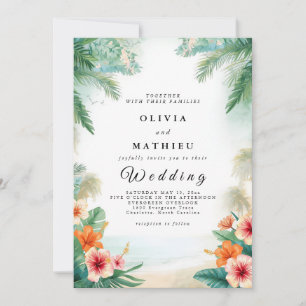 Invitation Mariage à fleur de palme tropicale