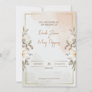 Invitation Mariage à fleurs beige