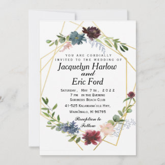 Invitation Mariage à fleurs bleues pour bébé Bourgogne person