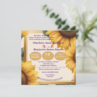 Invitation Mariage à fleurs de tournesols