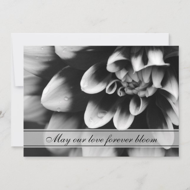 Invitation Mariage à fleurs noir et blanc Dahlia (Devant)