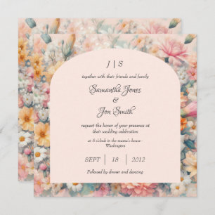 Invitation Mariage à fleurs roses