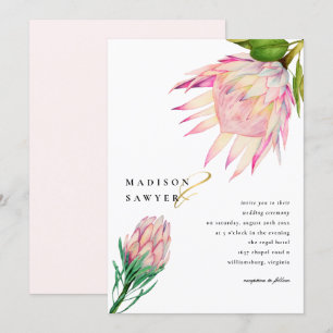 Invitation Mariage à fleurs roses de King Protea