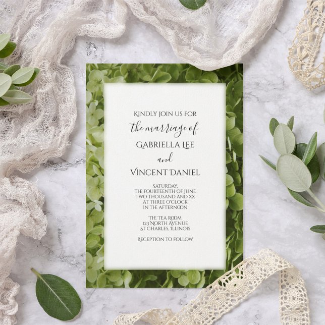 Invitation Mariage à fleurs vert Hydrangea (Créateur téléchargé)