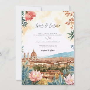 Invitation Mariage à Florence Italie aquarelle