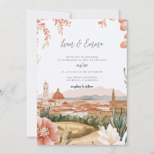 Invitation Mariage à Florence Italie aquarelle toscane
