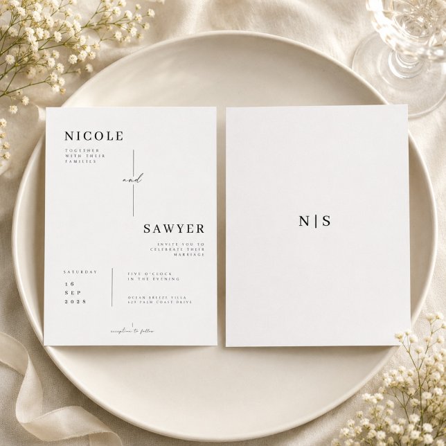 Invitation Mariage à Grille de Monogramme Moderne (Créateur téléchargé)