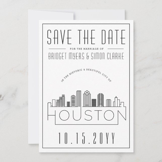 Invitation Mariage à Houston | Sauvegarder la date avec une s (Devant)