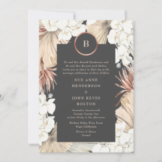 Invitation Mariage à huile de charbon Pampas Cream Rose or
