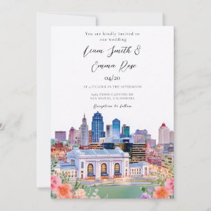 Invitation Mariage à Kansas City Missouri Aquarelle Horizon
