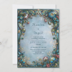 Invitation Mariage à la Broderie Bleue Brumeuse