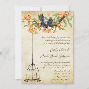 Invitation Mariage à la cage à oiseaux en treillis de fleurs