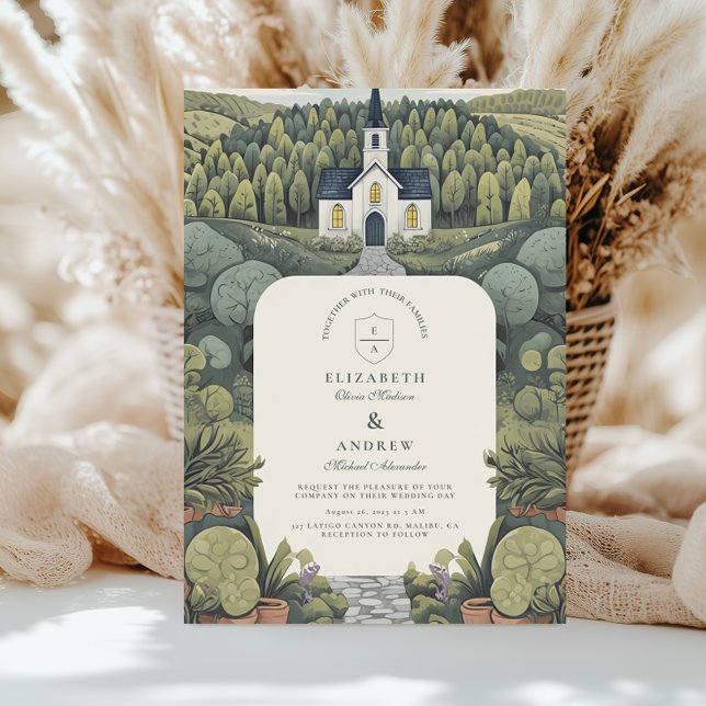 Invitation Mariage à la chapelle champêtre de conte de fées r (Créateur téléchargé)