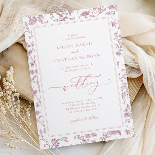 Invitation Mariage à la chinoiserie Rose Poussiéreuse