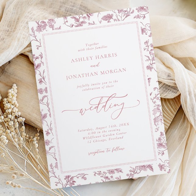 Invitation Mariage à la chinoiserie Rose Poussiéreuse (Créateur téléchargé)