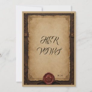 Invitation Mariage à la cire de cuir rustique médiéval ses vœ