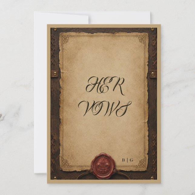 Invitation Mariage à la cire de cuir rustique médiéval ses vœ (Devant)