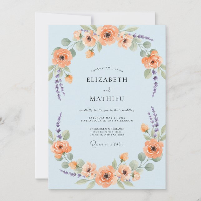 Invitation Mariage à la Couronne d'Abricot (Devant)