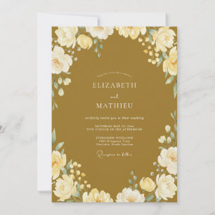 Invitation Mariage à la Crème de Moutarde et Pétales