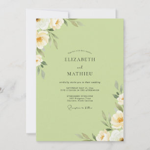 Invitation Mariage à la Crème de Pistache et Pétales