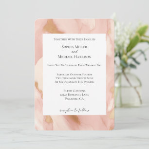 Invitation Mariage à la crème rose vif Faux