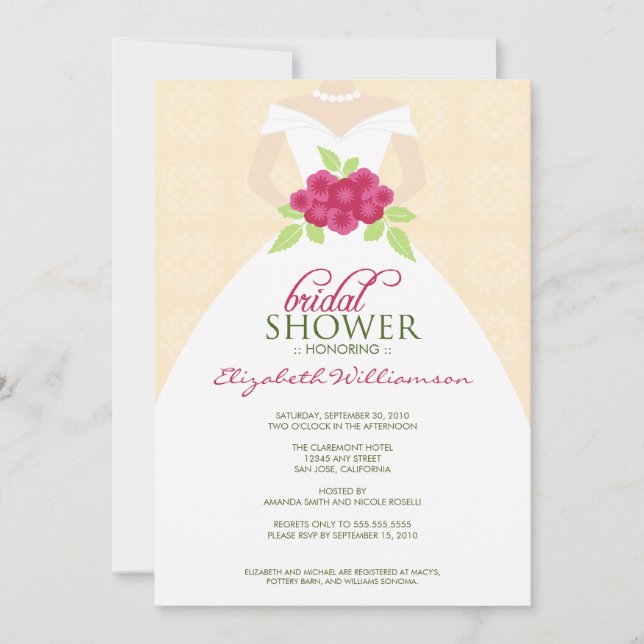 Invitation Mariage à la douche nuptiale (pêche) (Devant)