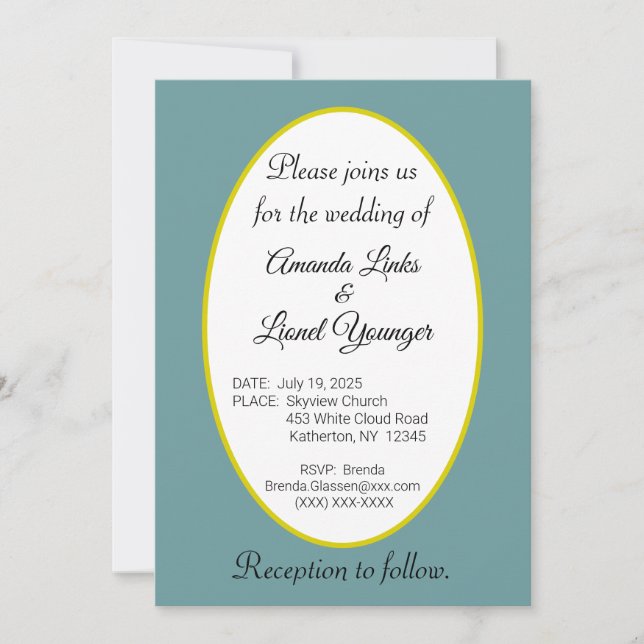 Invitation Mariage à la fenêtre bleue et blanche (Devant)