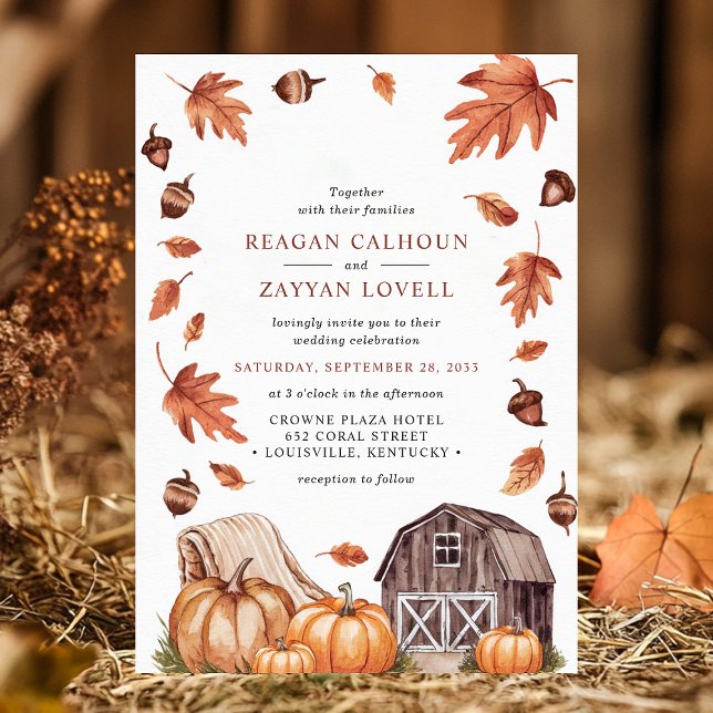 Invitation Mariage à la Ferme de Grange Rustique et Citrouill (Créateur téléchargé)