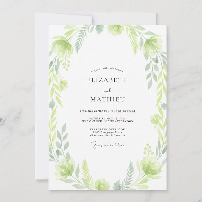 Invitation Mariage à la Feuille Chartreuse (Devant)
