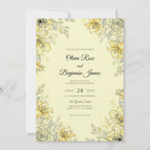 Invitation Mariage à la feuille d'argent citron