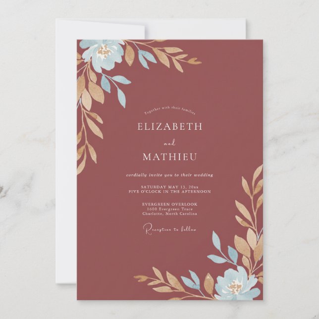 Invitation Mariage à la feuille d'argile (Devant)