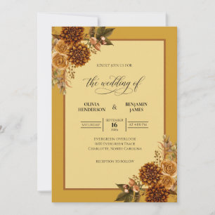 Invitation Mariage à la feuille d'automne en terre cuite douc