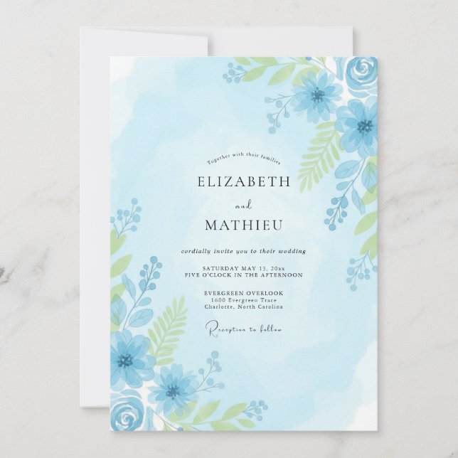 Invitation Mariage à la feuille de citron vert en poudre (Devant)