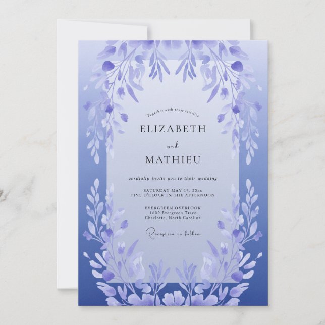 Invitation Mariage à la feuille de lilas (Devant)