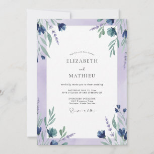 Invitation Mariage à la feuille de lilas indigo