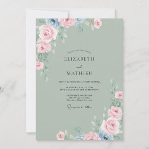 Invitation Mariage à la feuille de pervenche mauve