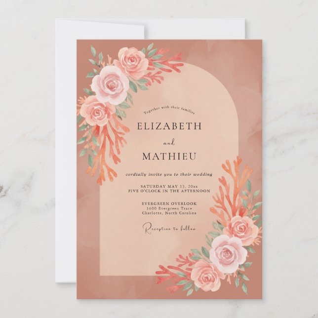 Invitation Mariage à la feuille de terre cuite (Devant)