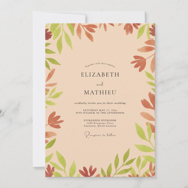 Invitation Mariage à la feuille d'olive en terre cuite (Devant)
