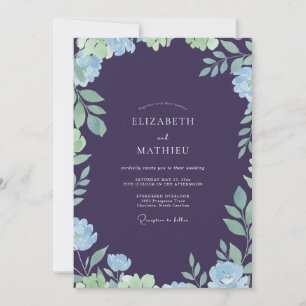 Invitation Mariage à la feuille peinte Deep Purple