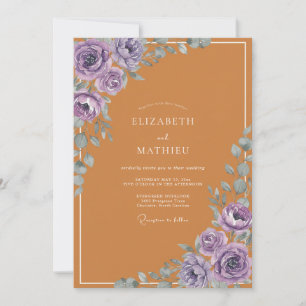 Invitation Mariage à la feuille pourpre ambre