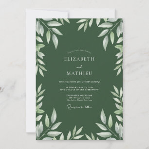 Invitation Mariage à la feuille verte de chasseur