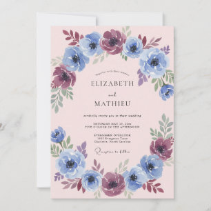 Invitation Mariage à la Fleur de Prunier Bleu