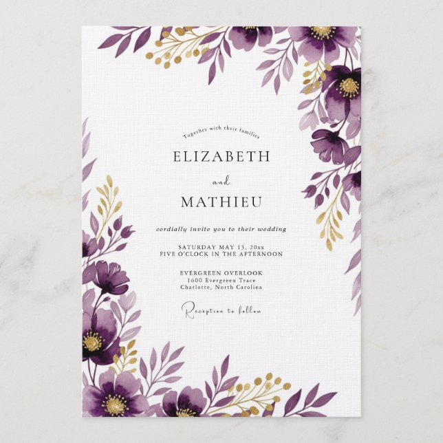 Invitation Mariage à la Fleur de Prunier Éclatante (Devant)