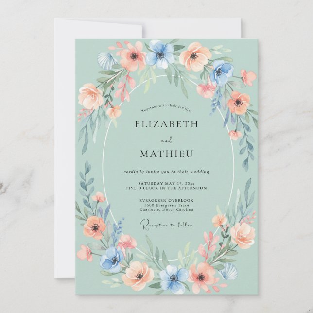 Invitation Mariage à la Fleur de Sauge Ovale (Devant)