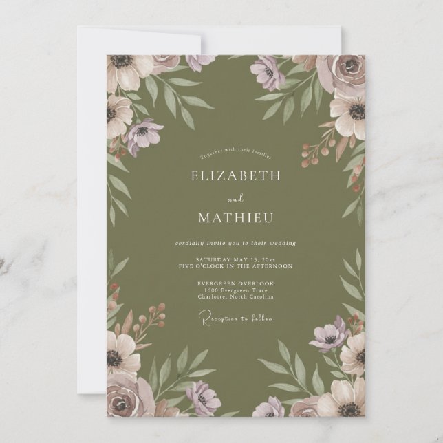 Invitation Mariage à la Fleur d'Olivier (Devant)