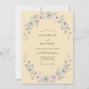 Invitation Mariage à la Fleur Douce Jaune Pâle